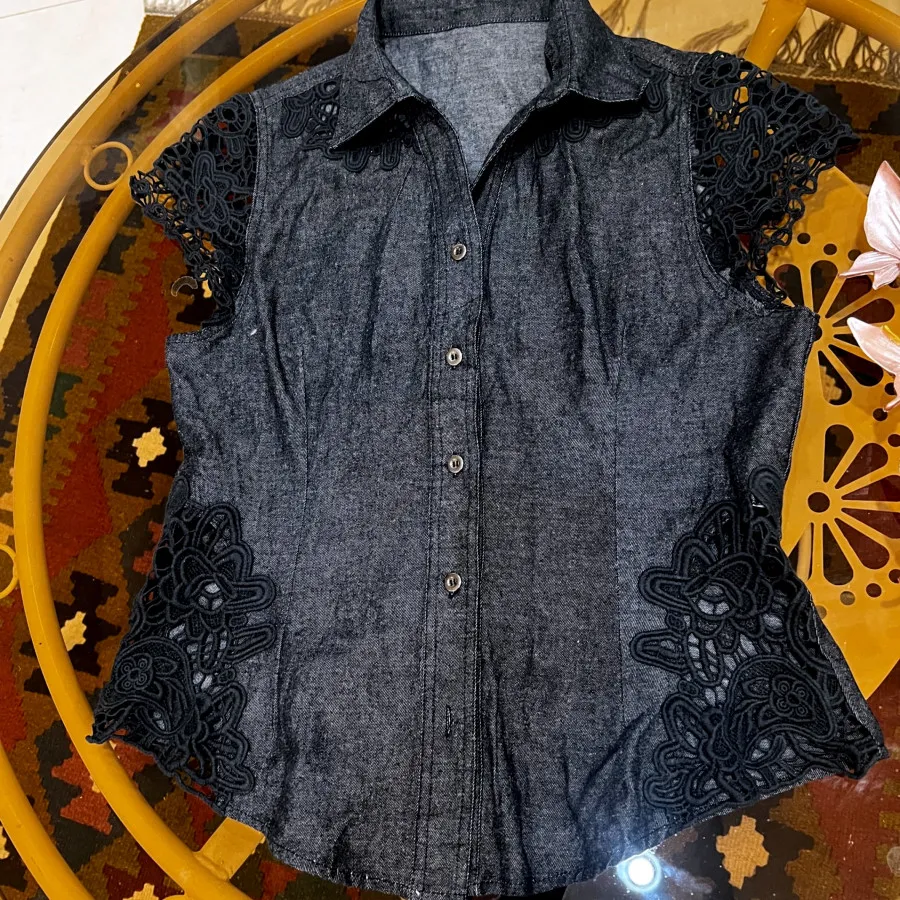 بلوز جین رنگ زغال سنگی