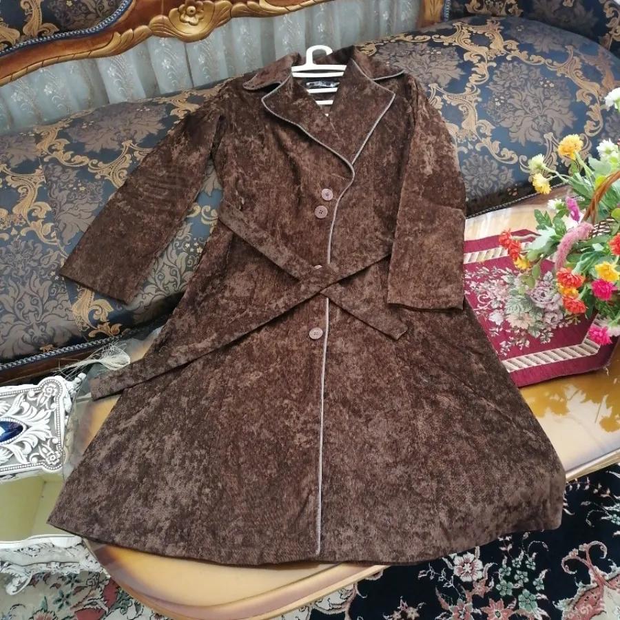 مانتو ضخیم مخمل کبریتی