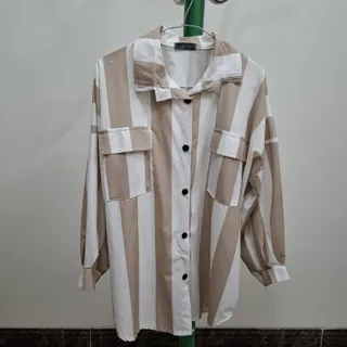 مانتو راه راه نسکافه ای