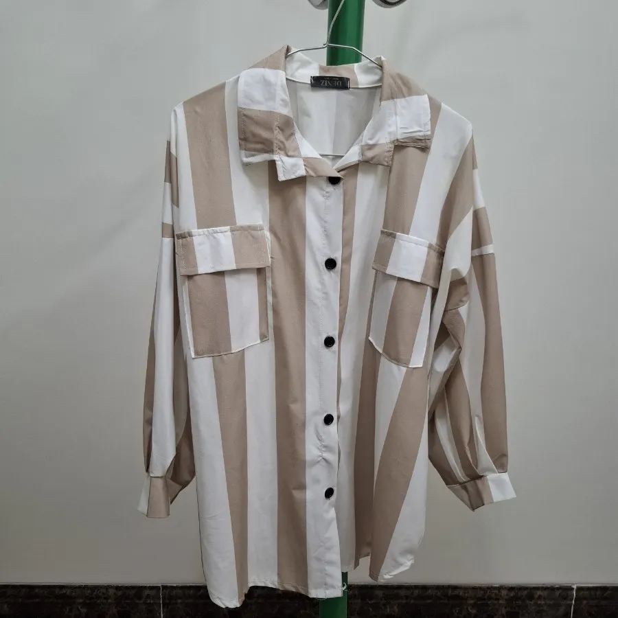 مانتو راه راه نسکافه ای