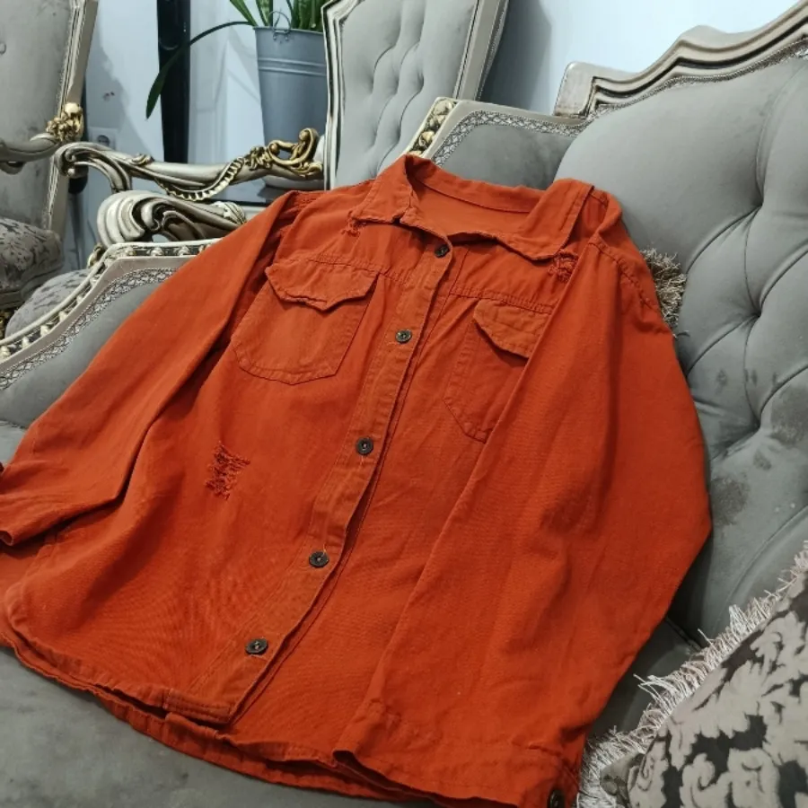 مانتو شومیز کتان آجری