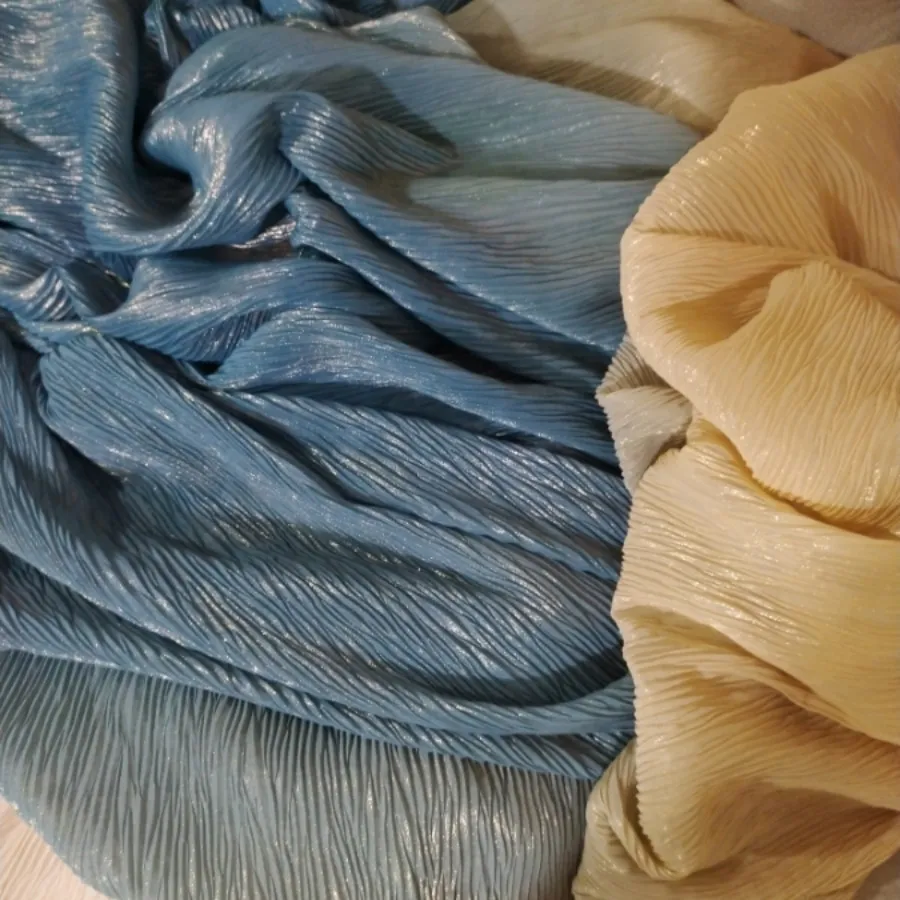 پارچه حریر پلیسه دورنگ3مت