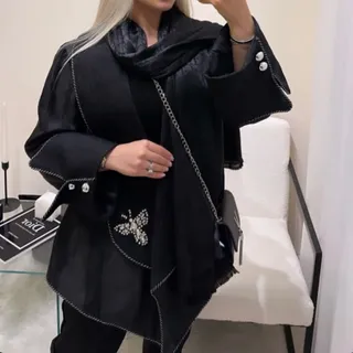 کت مشکی ژاکارد سنگدوزی