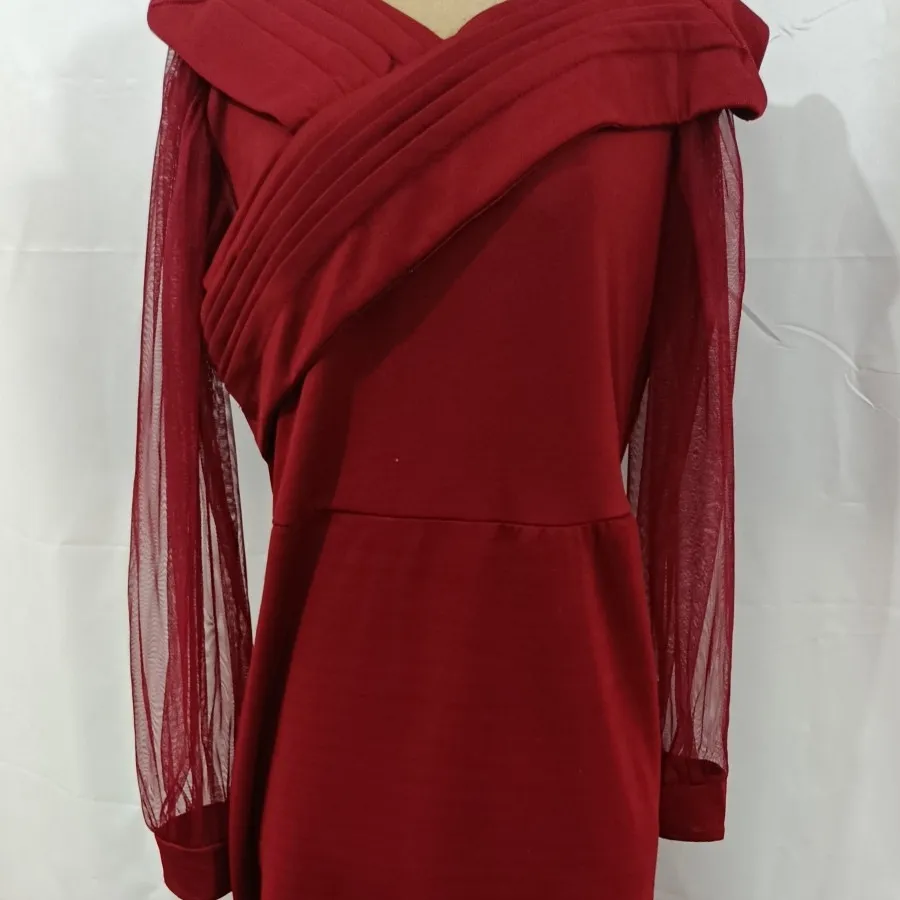 پیراهن زرشکی بلند