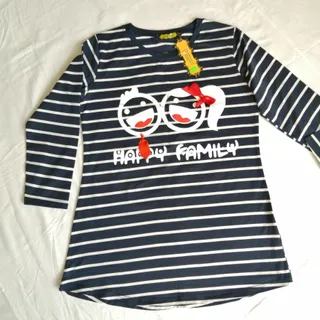 تیشرت عروسکی راه راه سرمه