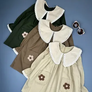 پیراهن کتان دوجیب گلدار