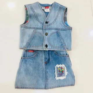 ست جلیقه دامن لی جین بچگا