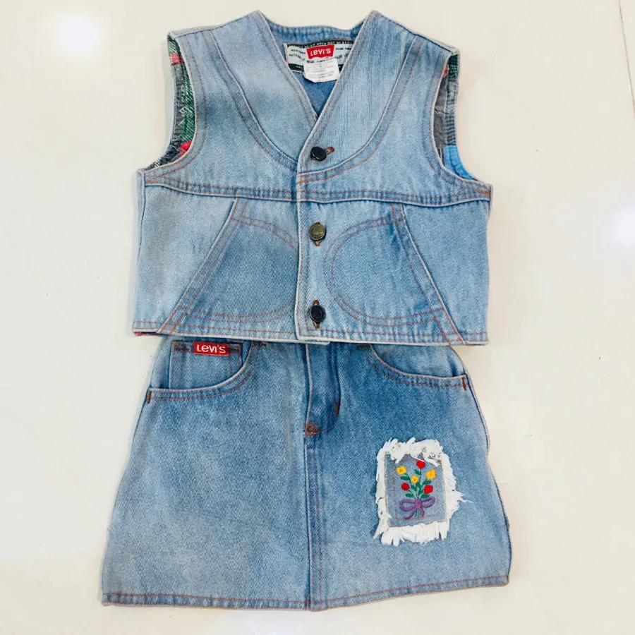 ست جلیقه دامن لی جین بچگا