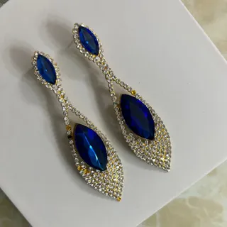 گوشواره نگین ابی تیتانیوم