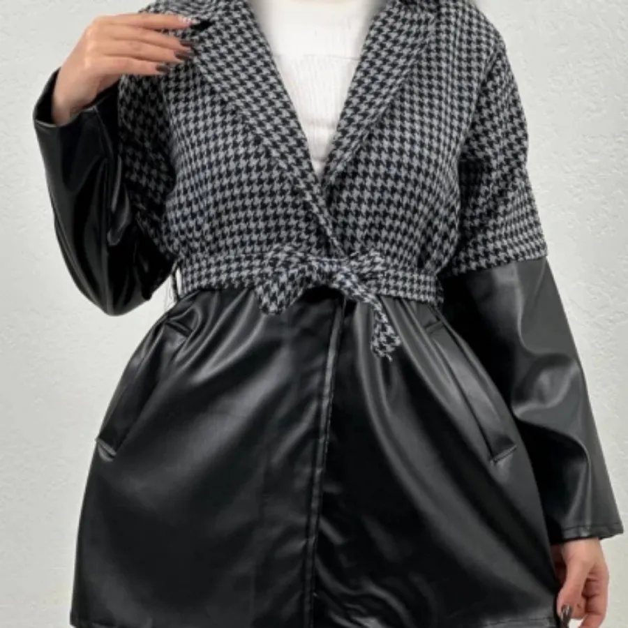 پالتو فوتر ترکیبی با چرم