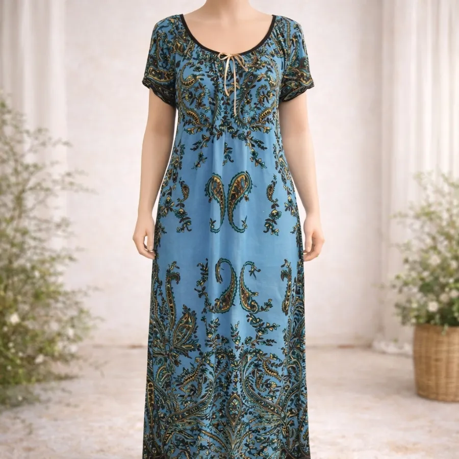 پیراهن آبی طرحدار