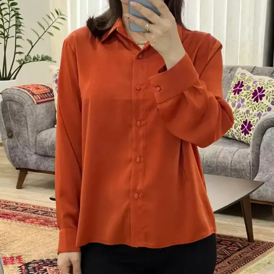 شومیز ساتن تک رنگ