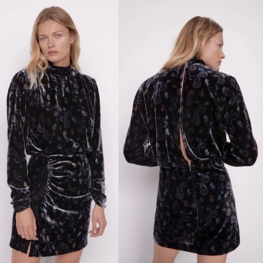 پیراهن مخمل zara