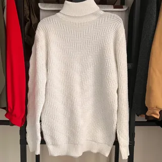 یقه اسکی بافت سفید