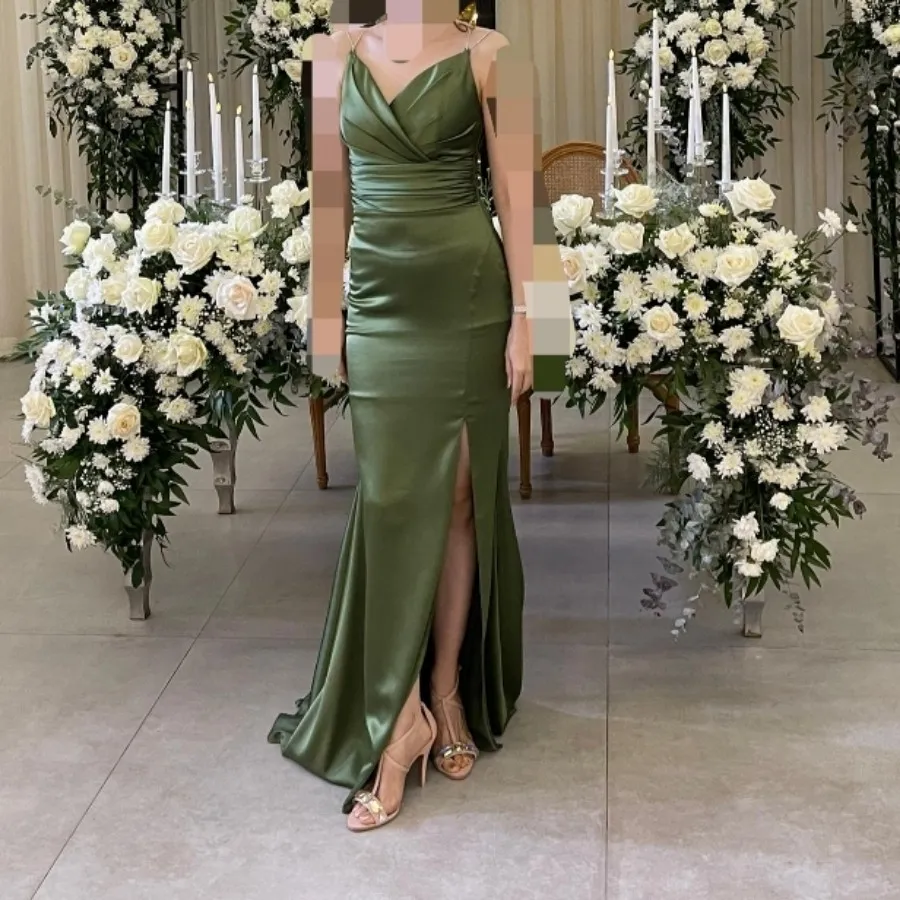 لباس مجلسی بلند زیتونی