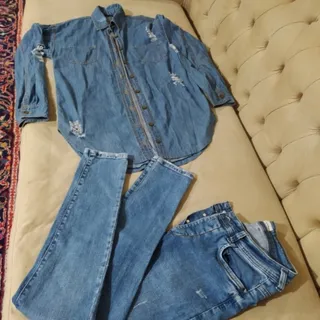پیراهن وشلوار جین سایز 38
