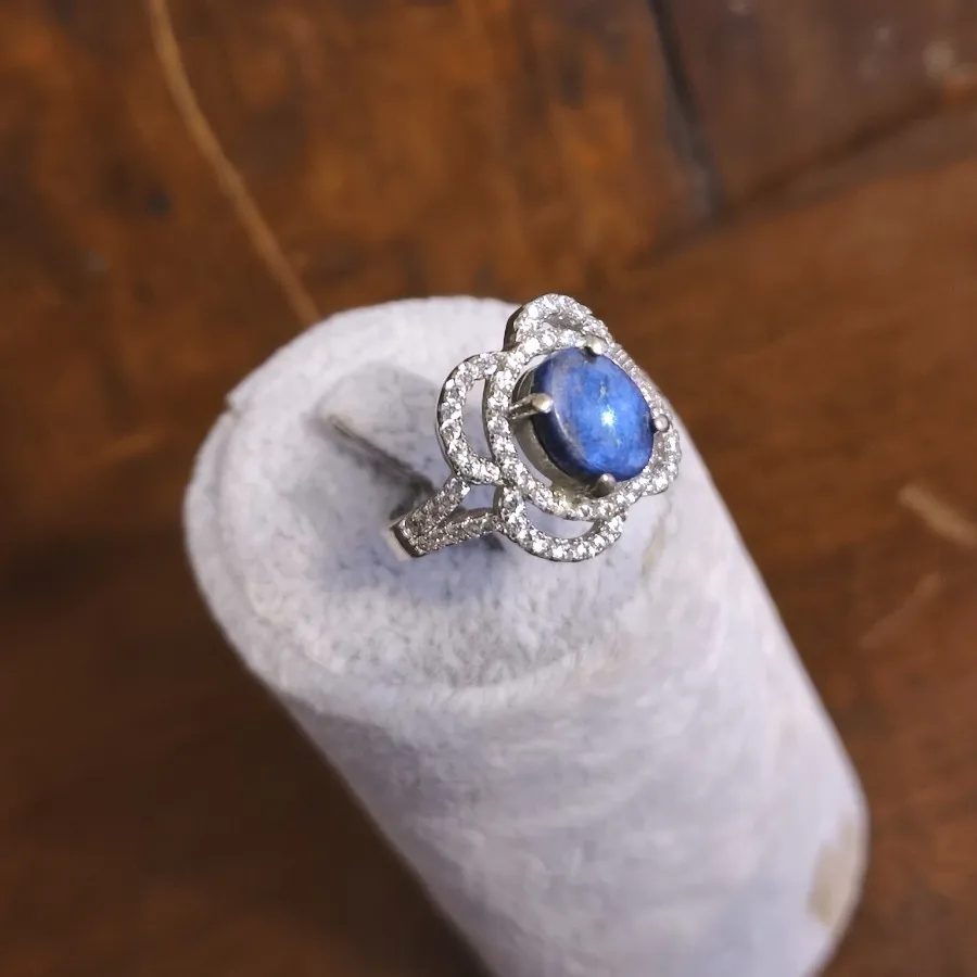 انگشتر نقره و سنگ لاجورد