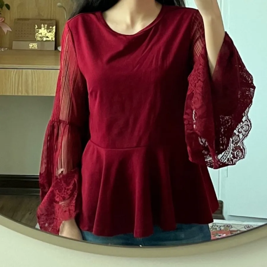 شومیز گیپور زرشکی قرمز