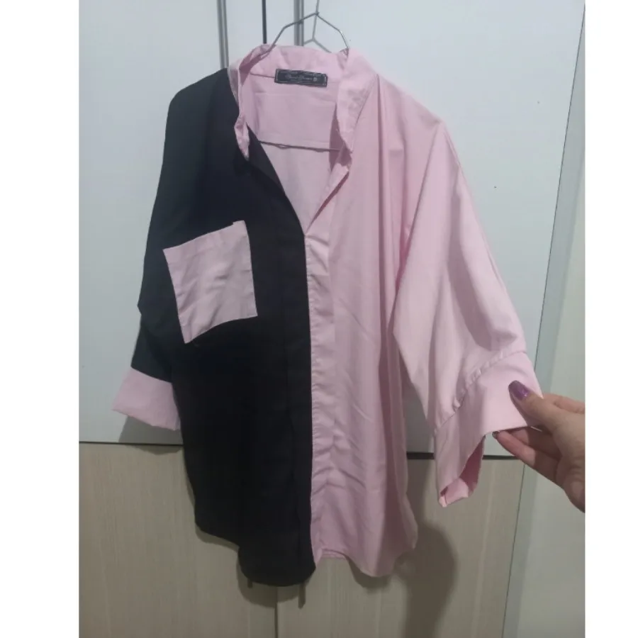 مانتو شومیزی مشکی صورتی