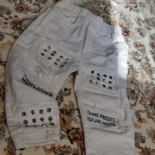 شلوار مام کتان سفید