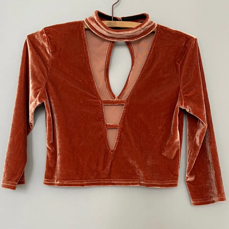 کراپ مخمل استین دار