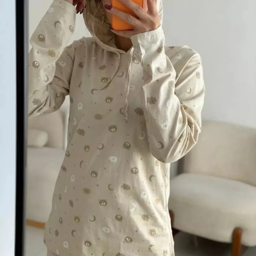 ست هودی شلوار نخی