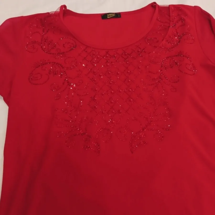 شومیز قرمز کار شده مجلسی