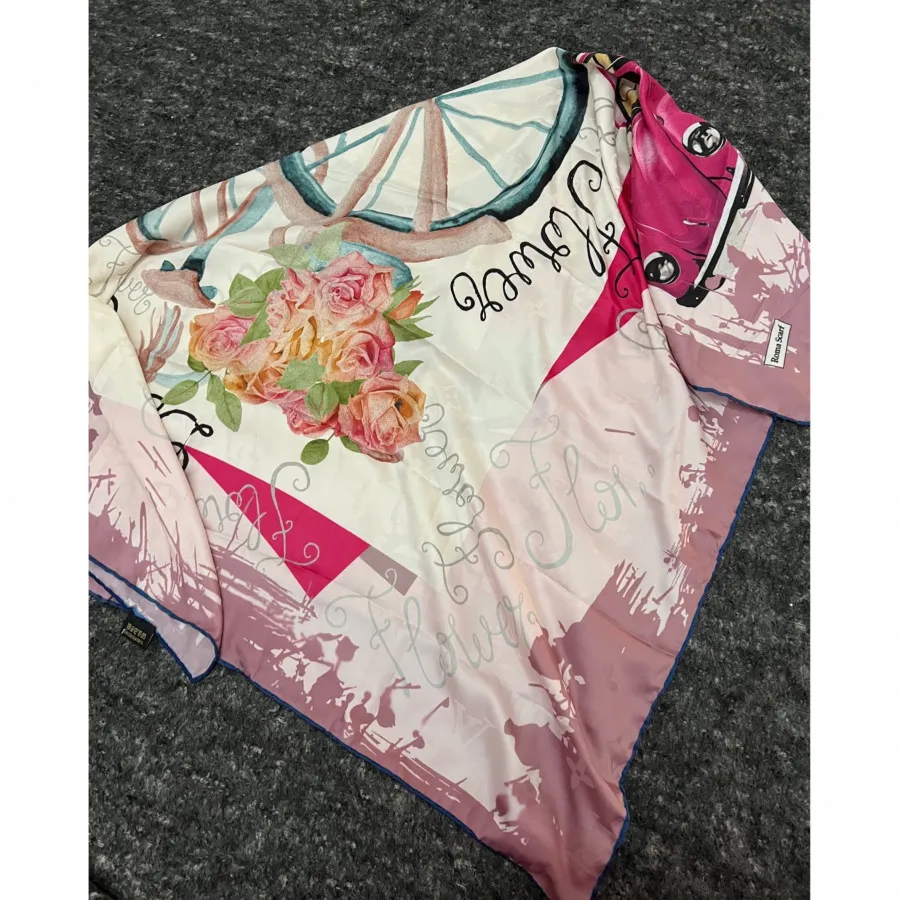 روسری ابریشم دور دست دوز