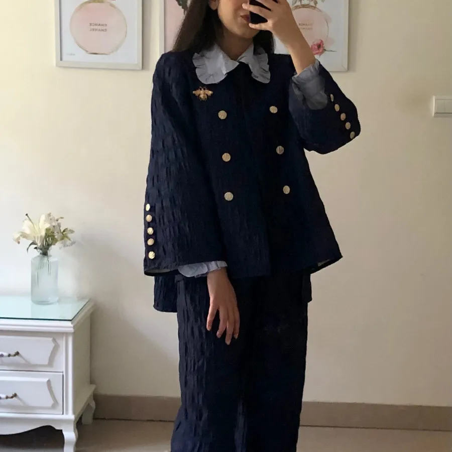 کت ژاکارد سرمه ای