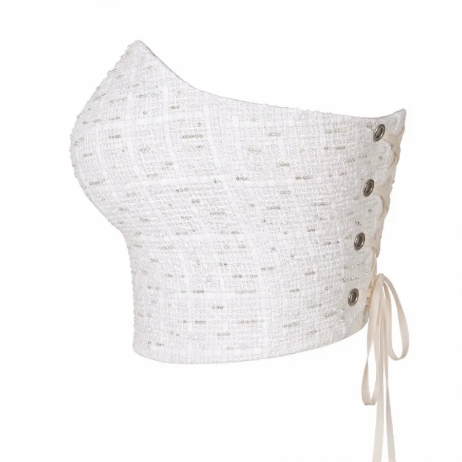 دکلته شنل مروارید دوزی