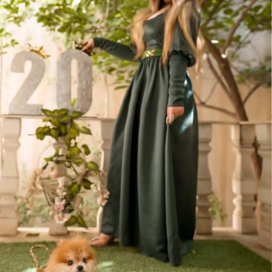 لباس مجلسی ساتن سبز