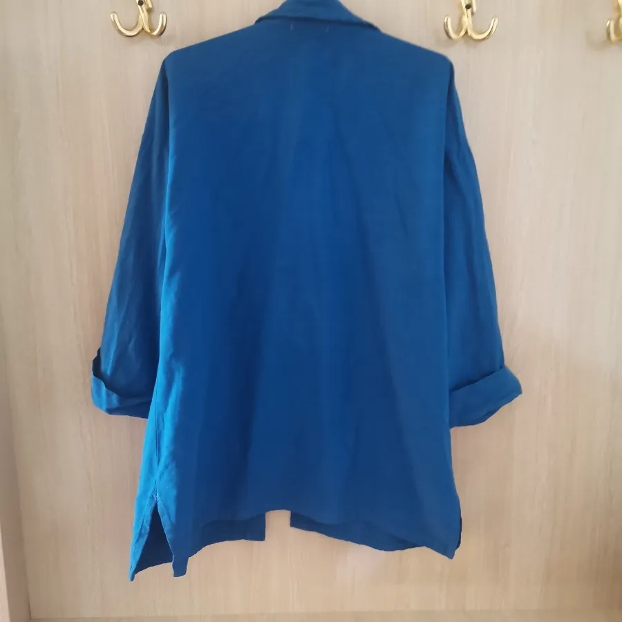 مانتو الیاف طبیعی آبی نخ