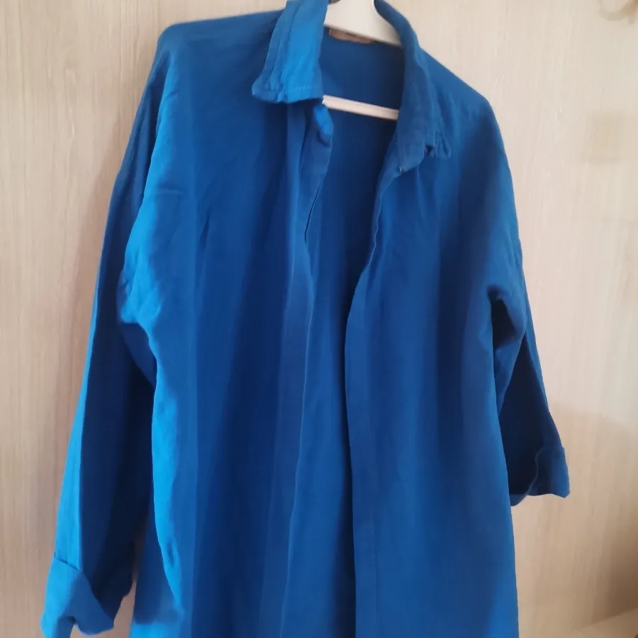 مانتو الیاف طبیعی آبی نخ