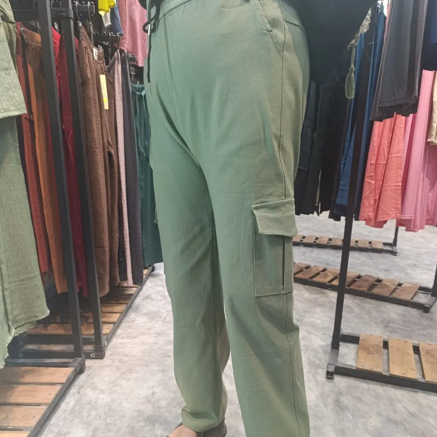 شلوار کارگو کتان لطیف وخن