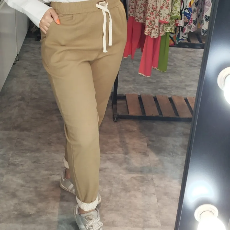 شلوار کتان مام دوحالته