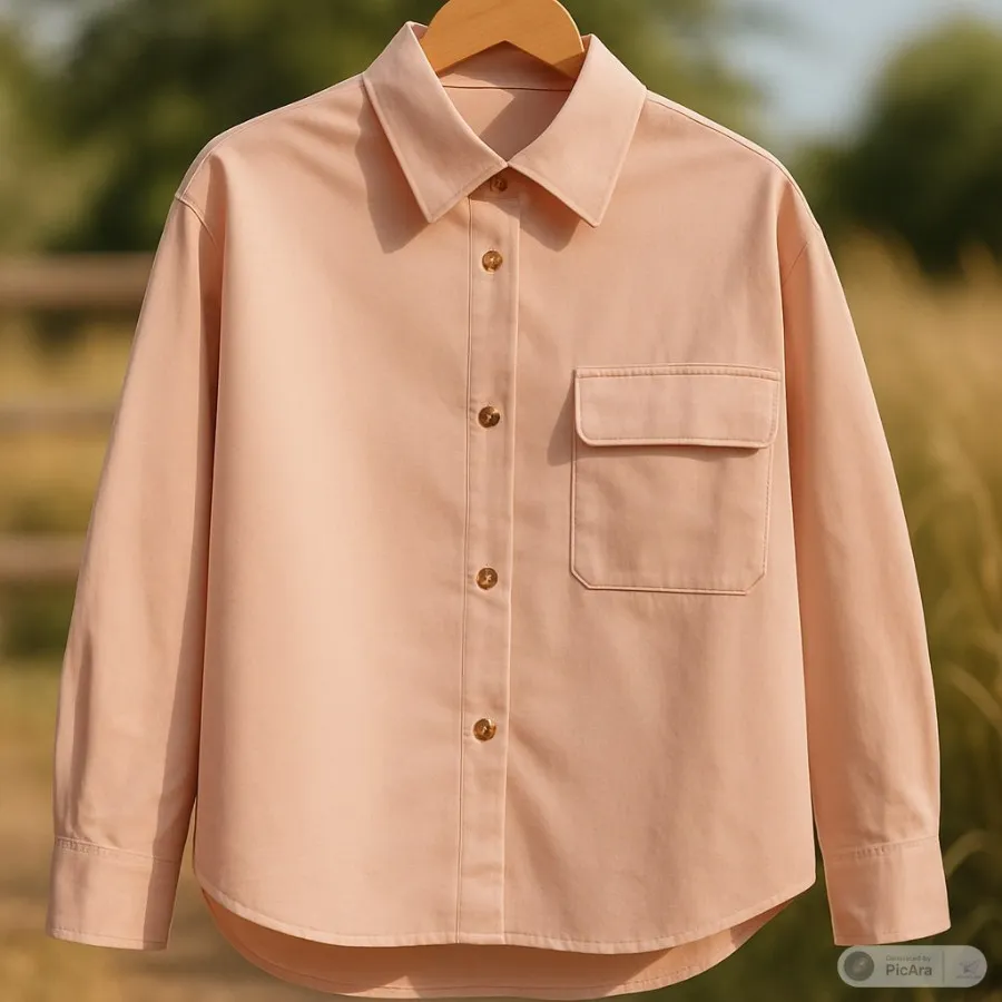 شومیز کتان پاییزه تک جیب