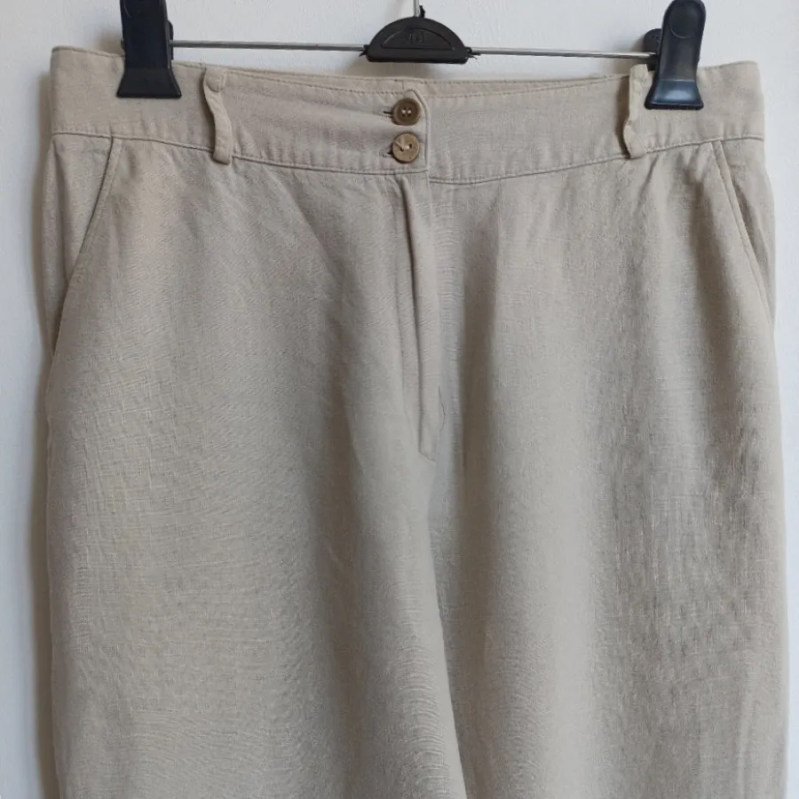 شلوار لینن کرم