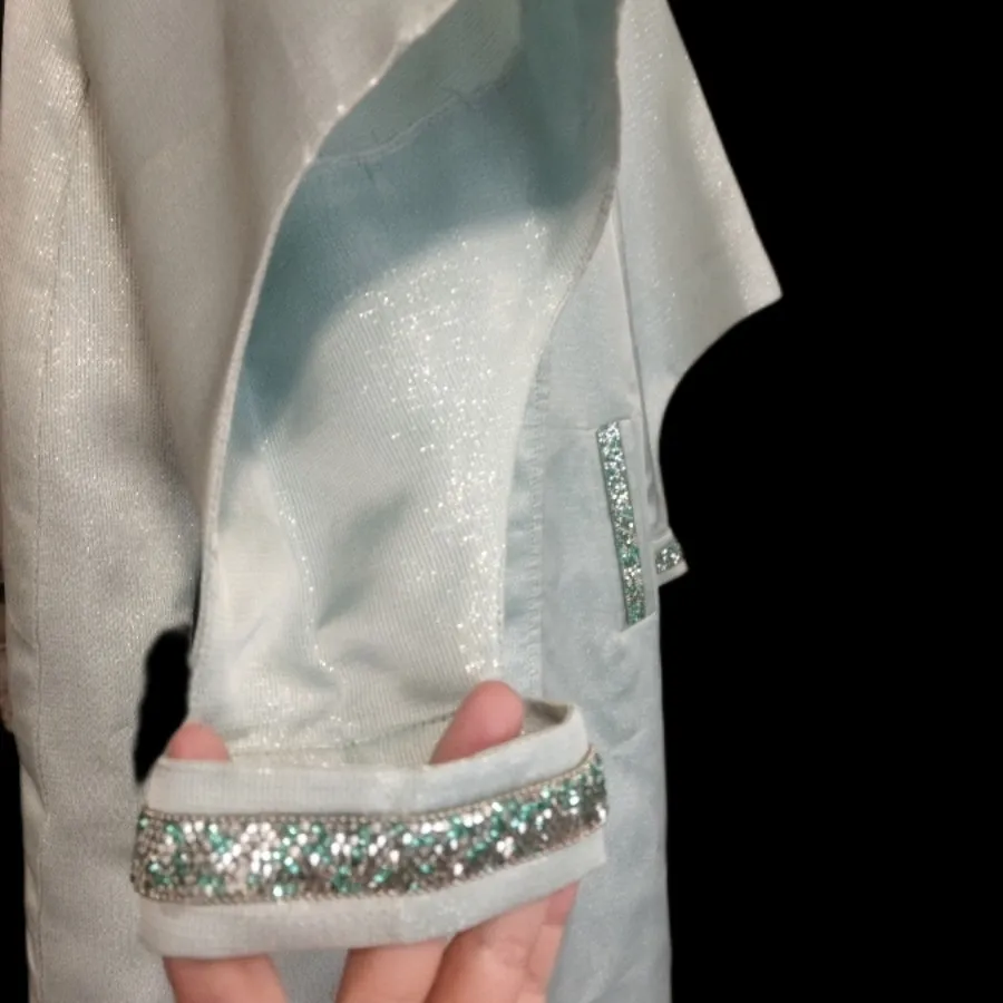 مانتو مزونی سبز آبی