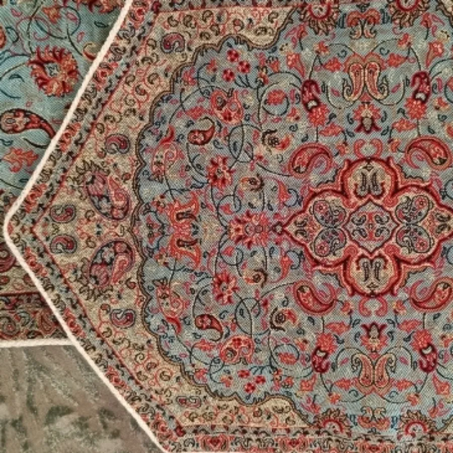 رومیزی ترمه فیروزه ای