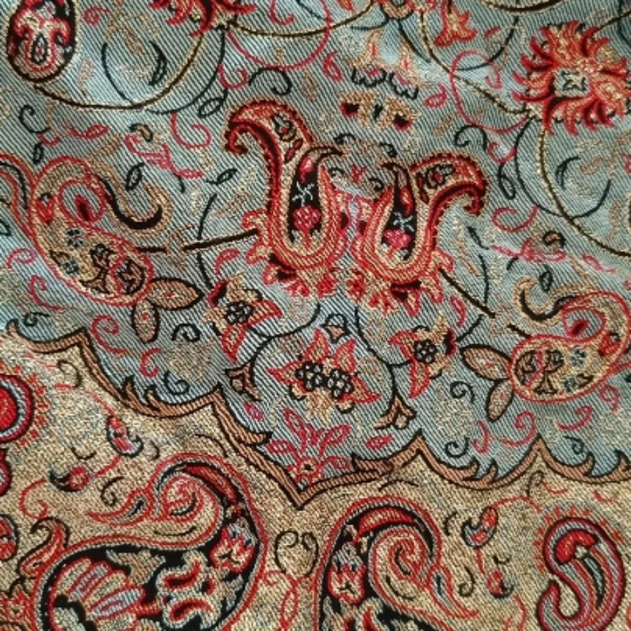 رومیزی ترمه فیروزه ای