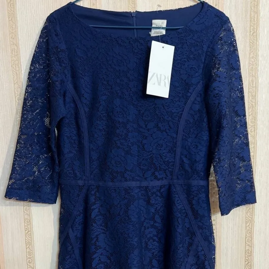 پیرهن زارا سرمه ای گیپور