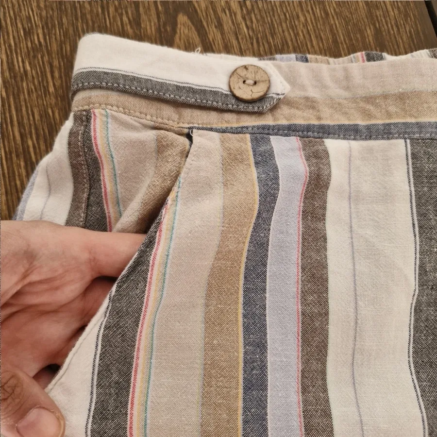 شلوار لینن راه راه Rockma