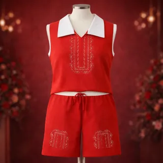 تاپ و شلوارک گوجه