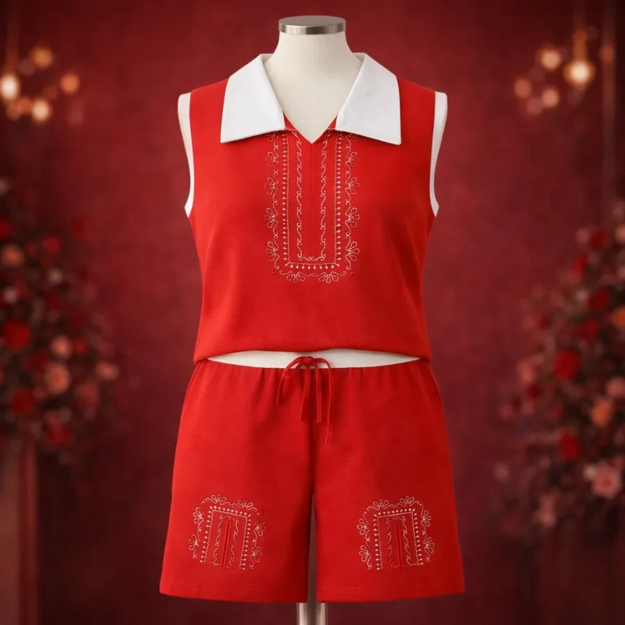 تاپ و شلوارک گوجه