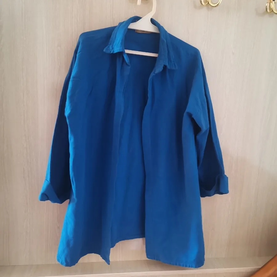 مانتو الیاف طبیعی آبی نخ