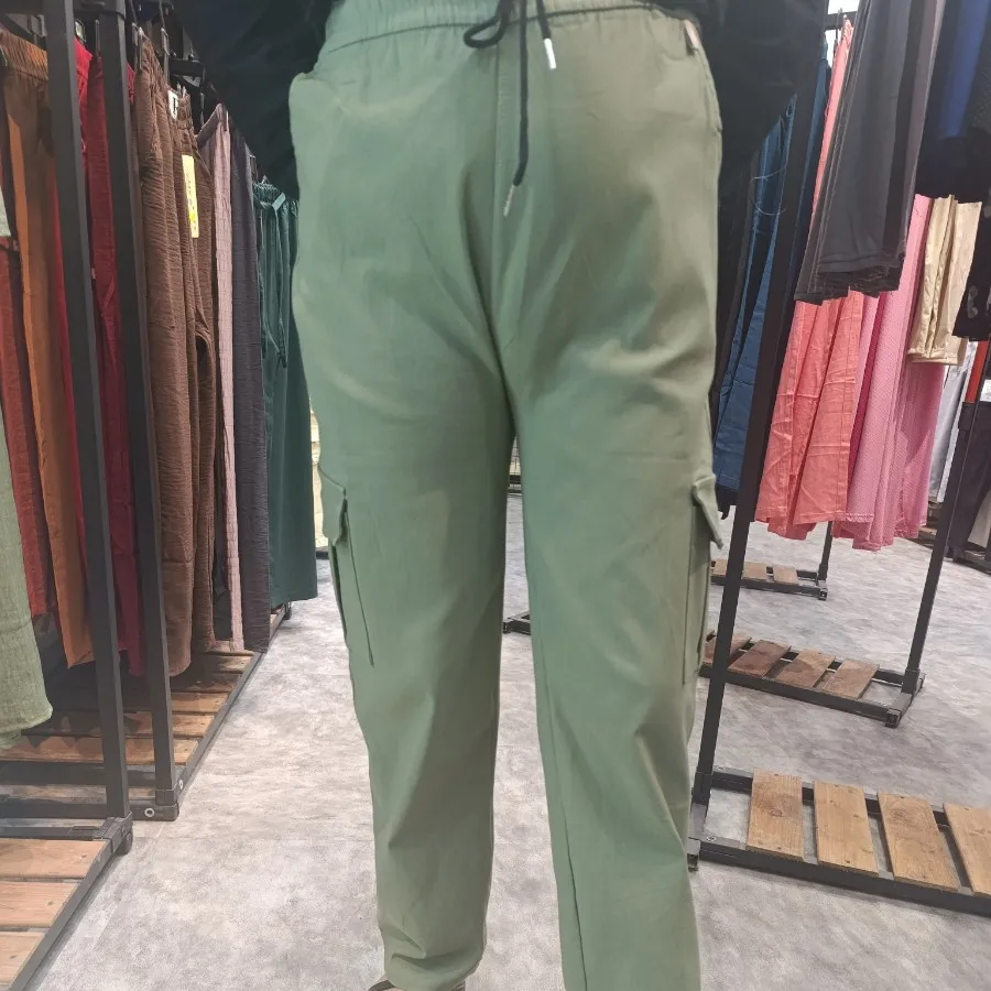 شلوار کارگو کتان لطیف وخن