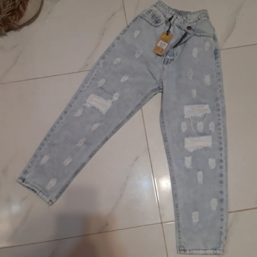 شلوار مام زنانه ابی یخی