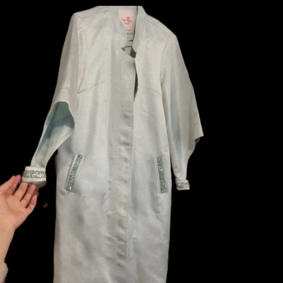 مانتو مزونی سبز آبی