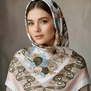 روسری کرم‌ساتن