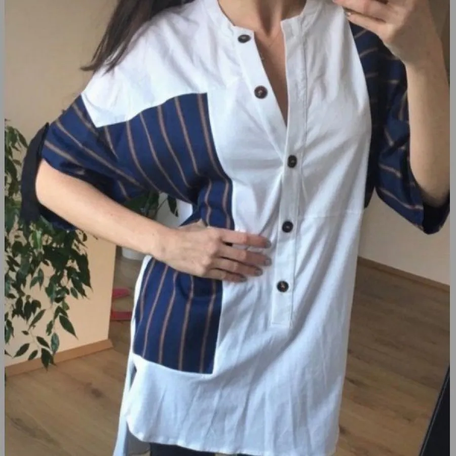 مانتو ZARA سفید و آبی